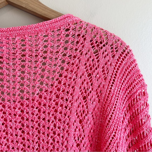 CHICO’S coral open knit sweater size XL with side slits perfect for spring EUC - Picture 6 of 7